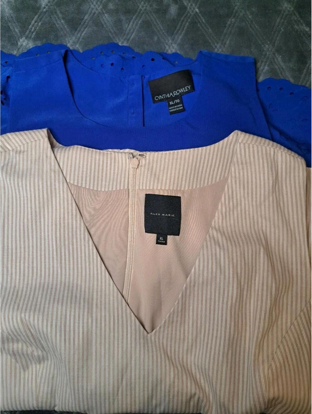 2 Lots Of Women's BLUE Cynthia Rowley, ALEX MARIE Sleeveless  Cream Striped